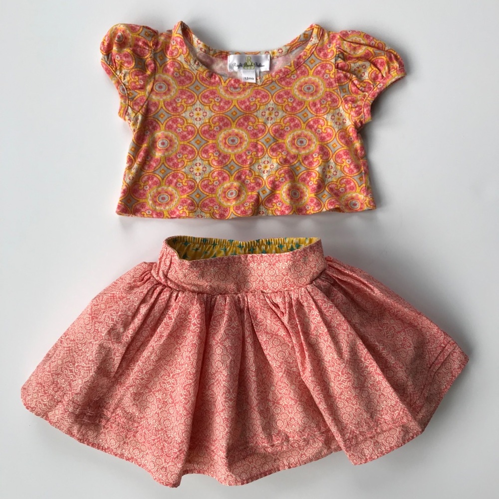 Size 2T Skirt and Crop Top Set